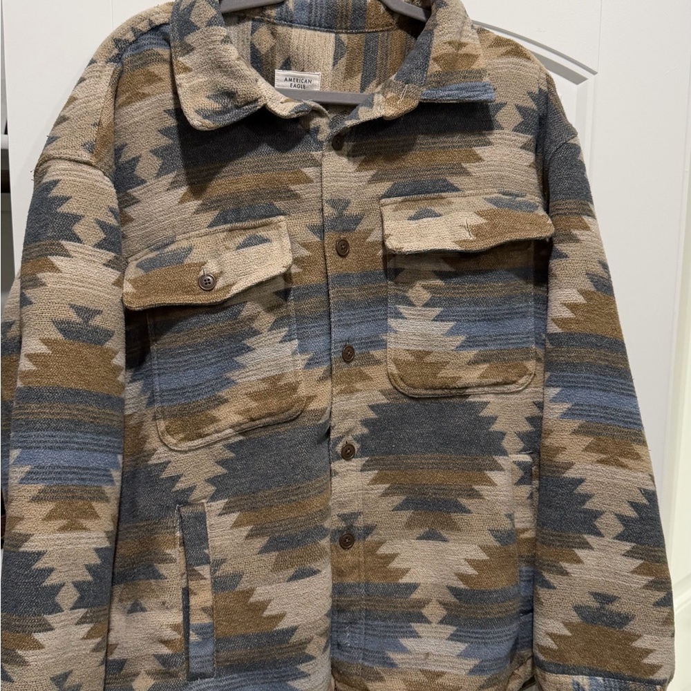 American Eagle Outfitters Brown and Blue Patterned Jacket